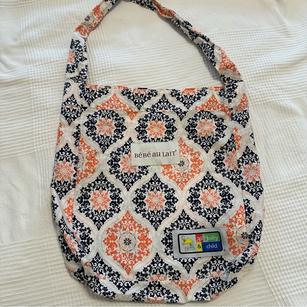 ⭐️ NWOT BÉBÉ AU LAIT Baby cotton DIAPER BAG / GROCERY BAG Tote Monroe Pattern